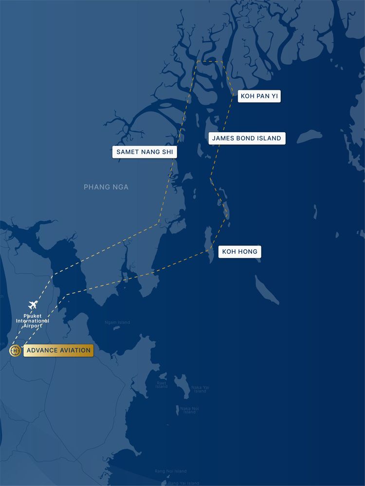 Phang Nga Bay — route map